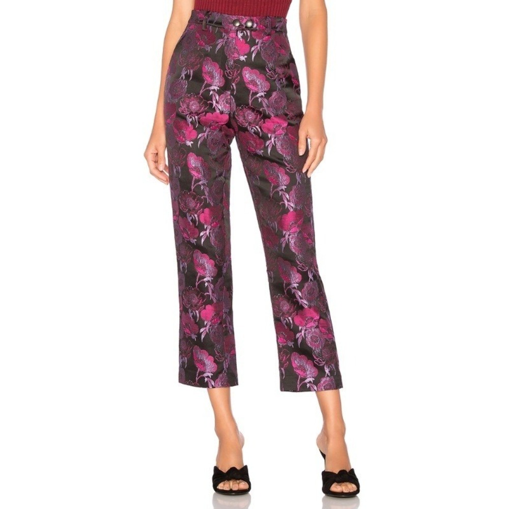 House of Harlow 1960 x‎ REVOLVE Juni Pant in Pink Multi Floral Brocade Small